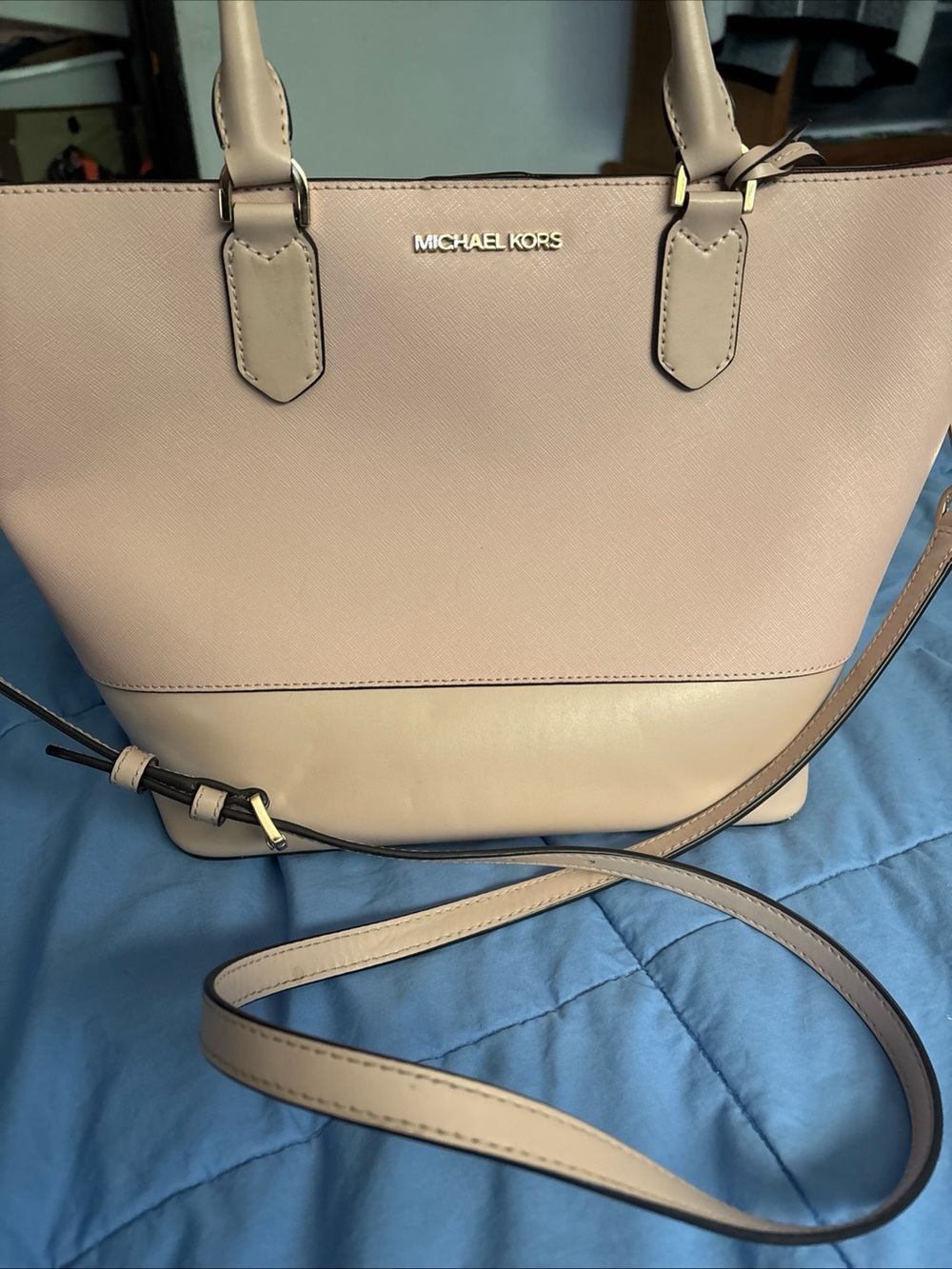 Michael Kors Blush Nude Saffiano Leather Tote with Crossbody Strap